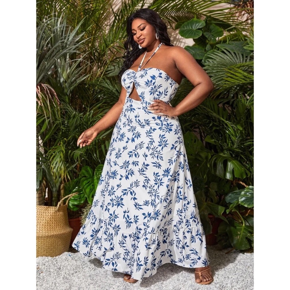Claire Tied Open Back Allover Floral Print Dress - Picture 5 of 7